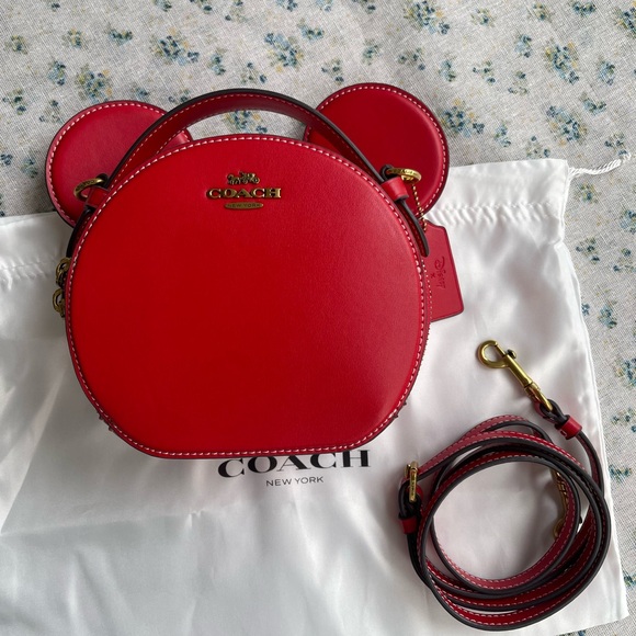 Coach Handbags - Coach Red Leather Mickey Ear Crossbody Purse